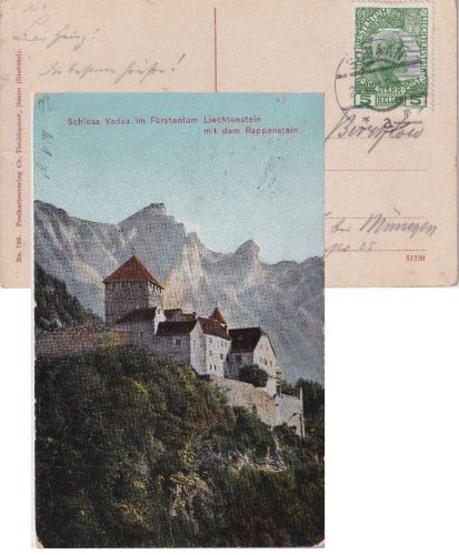 Liechtenstein - 5 H. Johann II. Karte Schaan - Solln b. München 1912