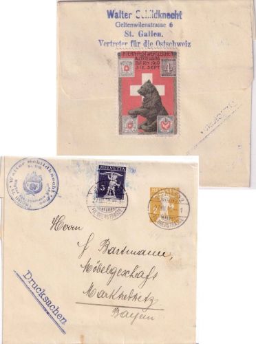 Schweiz - 2 Rp. Tellknabe GA-Streifband+Zusatz St. Gallen 1910 Vignette !!