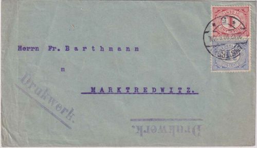 Niederlande - 1+1 1/2 C. Ziffer Drucksachenbrief Amsterdam - Marktredwitz 1910