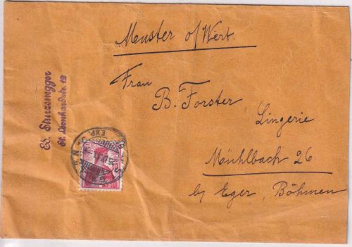 Schweiz - 10 Rp. Helvetia Muster ohne Wert n. ÖSTERREICH St. Gallen 1911