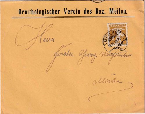 Schweiz - 2 Rp. Tellknabe Orts-Drucksachenbrief Meilen 1910