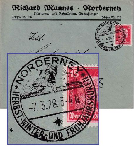 DR - Norderney 1928 Handwerbestempel Firmenbrief n. Hannover