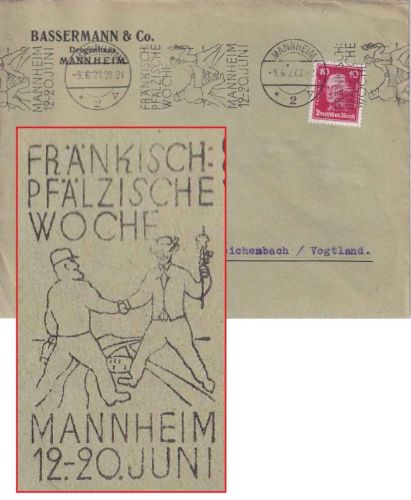 DR - Mannheim 1927 Fränkisch-Pfälzische Woche Masch.werbestempel Brief