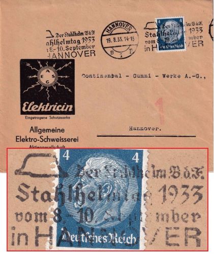 DR - Hannover 1933 Stahlhelmtag Masch.werbestpl. illustr. Drucksachenbrief