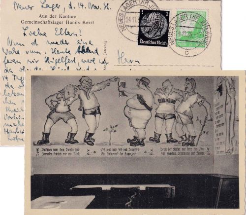 DR - Neues Lager (Kr. Jüterbog) Tagesstpl. milit. Juxkarte n. Weimar 1938