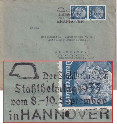 DR - Hannover 1933 Stahlhelmtag Masch.werbestpl. Ortsbrief "Hann. Stahlhelm"