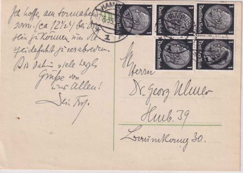 DR - 5x1 Pfg. Hindenburg Ortskarte Hamburg 1935