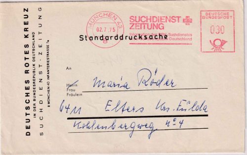 BRD - München 1975 30 Pfg. AFS "Suchdienst-Zeitung" Drucksachenstreifband
