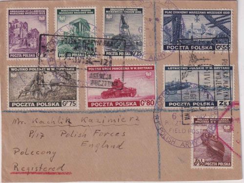 Polen/Exilregierung London - Freimarken 1941 Satz auf Briefstück