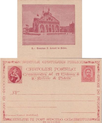 Italien - S. Antonio di Padova 1895 10 C. Privatganzsache ungebraucht Bild 2