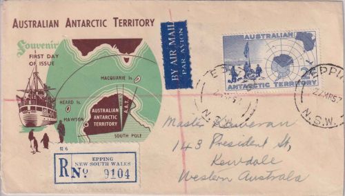 Australien/Arctic Territory - 2 Sh. Forschung Lupo-Einschreibebrief/FDC 1957