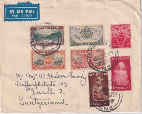 Neuseeland - Siegesausgabe/Kinderhilfswerk Lupo-Brief i.d. SCHWEIZ Dunedin 1952