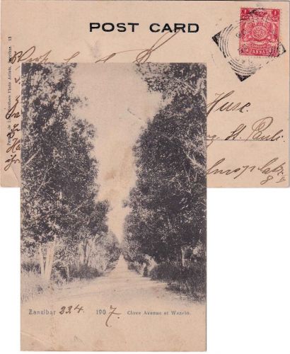 Zanzibar - 1 A. Wappen Karte Zanzibar - Hamburg St. Pauli 1908