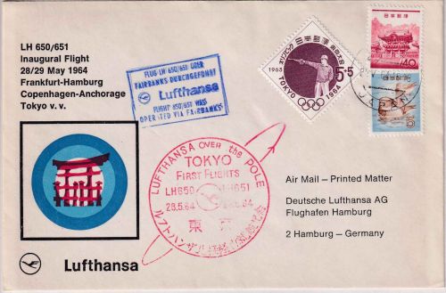 Japan - Lufthansa Firstflight Tokio/Hamburg Luftpostbrief 1964