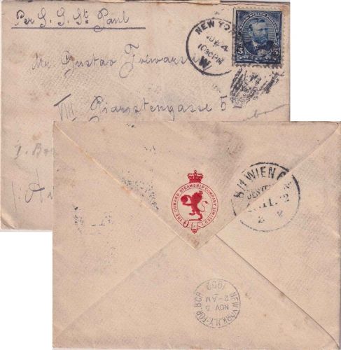 USA - 5 C. Ulysses Brief n. ÖSTERREICH New York - Wien 1902