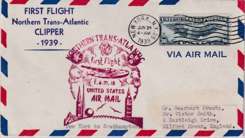USA - PanAM First Flight NY/Southampton Northern Trans-Atlantic Clipper 1939