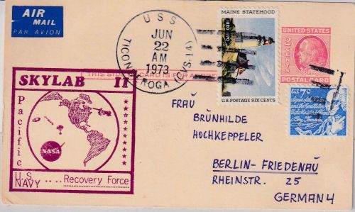 USA - Skylab II Pacific Navy Recouvery Force Ganzsache USS Ticonderoga 1973