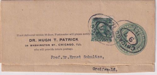 USA - 1 C. Franklin GA-Streifband + Zusatz Chicago - Greifswald