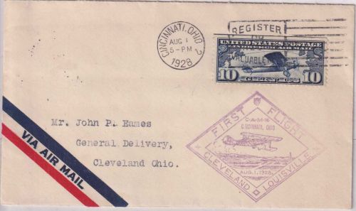 USA - Firstflight Cincinnati/Cleveland Luftpostbrief AUG 1, 1928