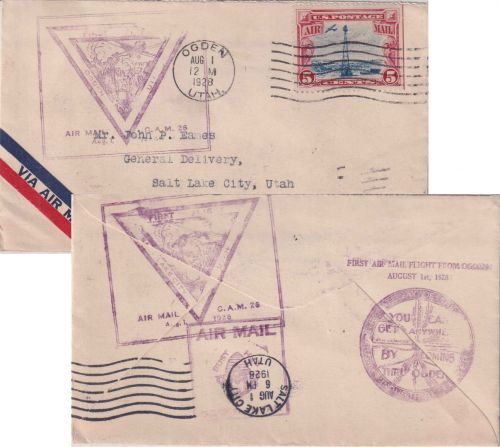 USA - Firstflight Ogden/Salt Lake City Luftpostbrief AUG 1, 1928