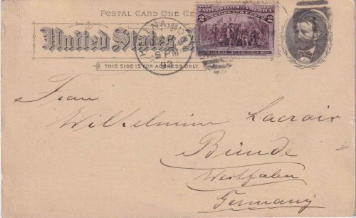 USA - 1 C. Ganzsachenkarte+Zusatz Helena (Mont.) - Bünde 1893