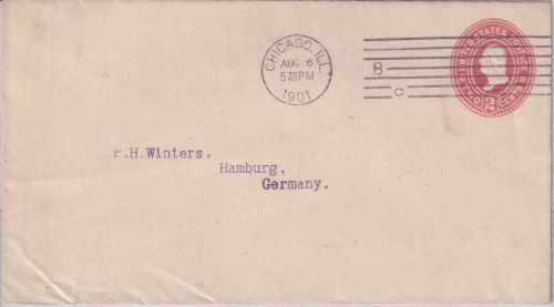 USA - 2 C. Ganzsachenumschlag/Drucksache Chicago - Hamburg 1901