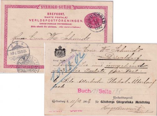 Schweden - 10 Ö. Ganszachenkarte PKXP No.81D(Göteborg) - Düsseldorf 1902