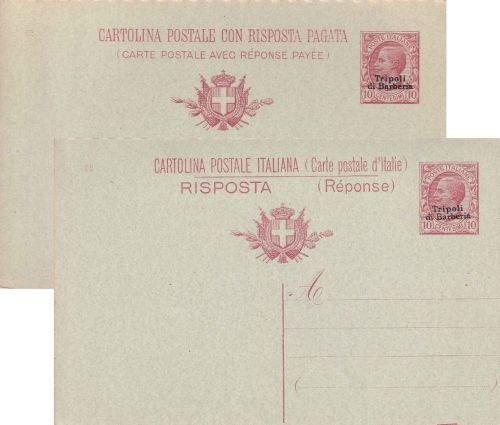 Italien/Tripolis - 10/10 C. V. Emanuel III. Ganzsache/Überdruck ungebraucht