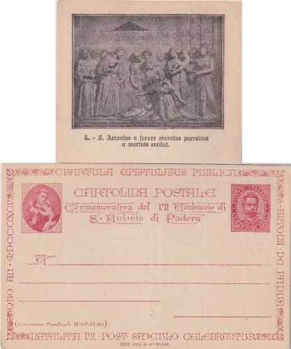 Italien - S. Antonio di Padova 1895 10 C. Privatganzsache ungebraucht Bild 5