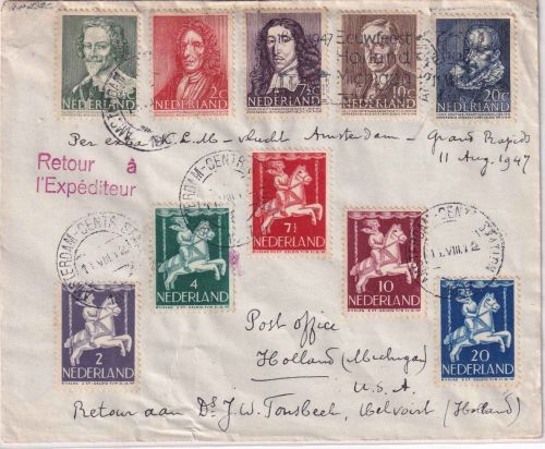 Belgien - 1,75 Fr. Schriftsteller ua Einschreibebrief n. HOLLAND St. Gilles 1953