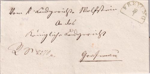 Bayern - Freyung 10/1 grüner HKS Dienstbrief Wolfstein - Grafenau 1848 m. Inhalt