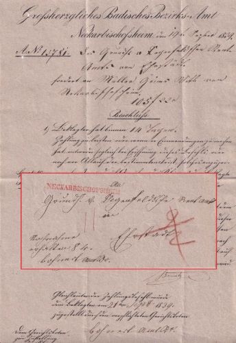 Baden - Neckarbischofsheim 1839 Fahrpostbrief (Nachnahme) n. Ehrstädt