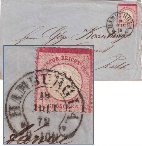 DR - 1 Gr. kl. Brustschild Brief n. UNGARN Hufeisen-Stpl. Hamburg 18. JULI 72