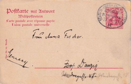 DR - Dt.-Amerik. Seepost Bremen/New York IV 10 Pfg. K/A Ganzsachenkarte 1905