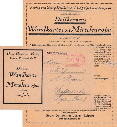 DR-Infla - Leipzig 30.6.23 60 M. PFS Drucksachenkarte n. JUGOSLAWIEN