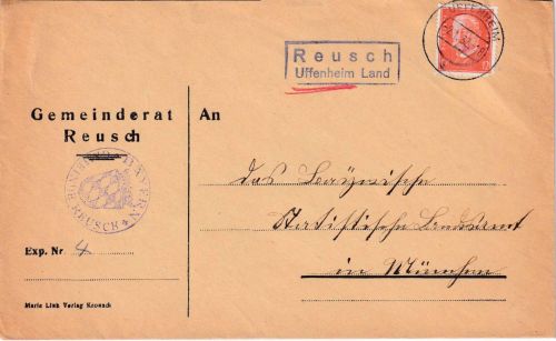 DR - Reusch Uffenheim Land Landpost-Ra2 Brief n. München 1933