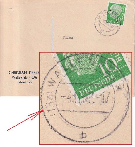 BRD - (13b) Wallenfels 4.11.57 Karte n. Merlesreuth