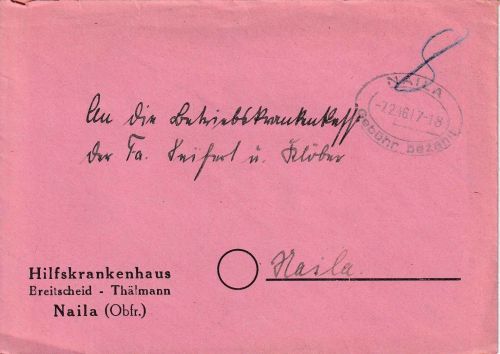 All.Bes. - Naila Gebühr bezahlt 7.2.46 Ovalstpl. Ortsbrief