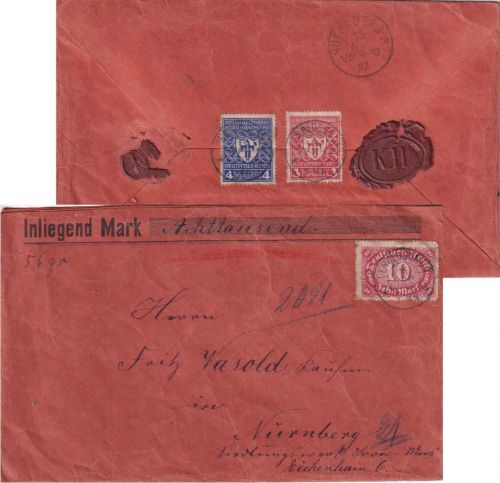 DR-Infla - 4+3 M. Gewerbeschau u.a. Wertbrief Geroldsgrün - Nürnberg 15.4.22