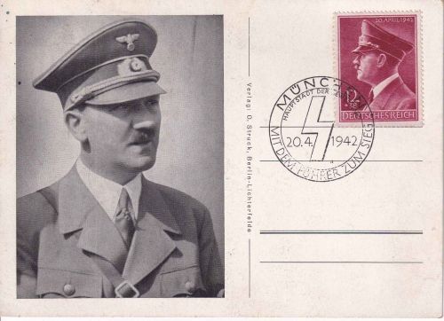 DR - 12 Pfg. AH 53. Geburtstag Sonderkarte mit SST München 20.4.1942