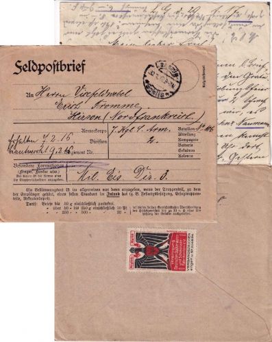 DR - Leipzig-Gohlis 1917 Feldpostbrief (Vordruck) n. Hirson (Nordfrankreich)