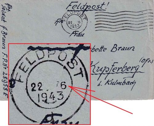 DR - Feldpost 22.6.1943 Brüseler Masch.stpl. Feldpostbrief (28958E) n Kupferberg