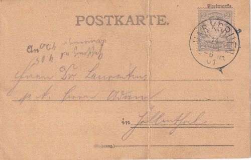 Bayern - 2 Pfg. Wappen Ortskarte/Frachtgutbenachrichtigung Marxgrün 1901