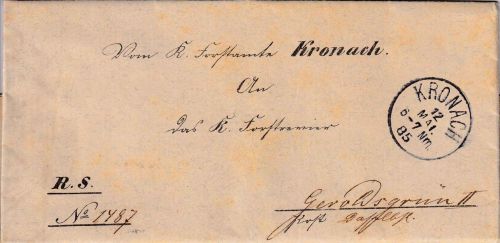 Bayern - Kronach 12. MAI 85 K1 Dienstbrief (Forstsache) n. Geroldsgrün