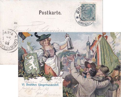Österreich - Graz Sängerhalle 1902 SST farb. Sonderkarte VI. Dt. Sängerfest