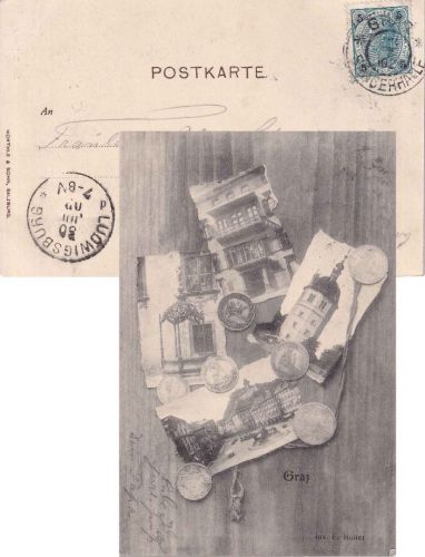 Österreich - Graz Sängerhalle 1902 SST sw-AK Graz/Münzen n. Ludwigsburg