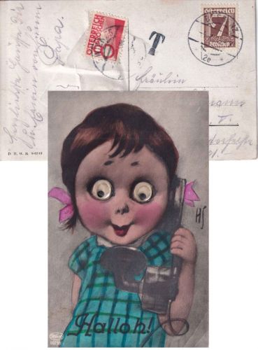 Österreich - 7g Ziffer (mechanische) Karte Bregenz - Wien 1925 Nachporto