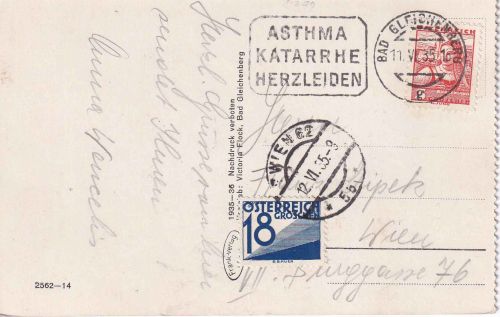 Österreich - 3g Trachten Karte Bad Gleichenberg - Wien 1935 Nachporto
