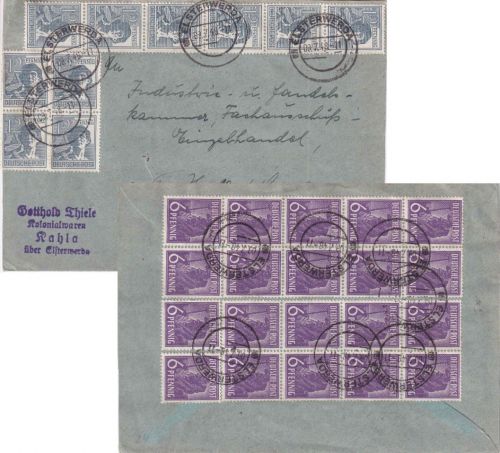 All.Bes./Währungsreform - 20x6+10x12 Pfg. Arbeiter Brief Elsterwerda 9.7.48