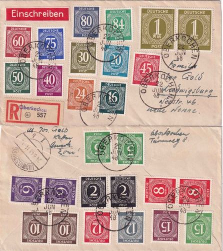 All.Bes./Währungsreform - Oberkochen 22.6.48 Einschreibebrief/zehnfach